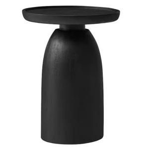 Table d'appoint contemporaine en bois rayé et incrustations blanches, table de bout de canapé, table d'angle pour salon - Product Image 4