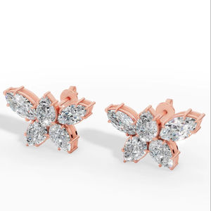 Boucles d'oreilles personnalisées avec design multi-pierres taille marquise et poire, en or 10 carats, bijoux de luxe, fournisseur en gros - Product Image 1