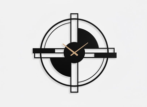 Modern Geometric Metal Wall <b>Clock</b> Abstract Round Designer <b>Clock</b> Black White Decorative <b>Clock</b> Contemporary Minimalist Wall <b>Art</b> - Product Image 5