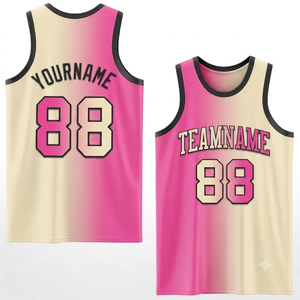 Ropa deportiva al por mayor, camiseta de baloncesto rosa crema, personalizada por sublimación, transpirable, de alto rendimiento. - Product Image 1