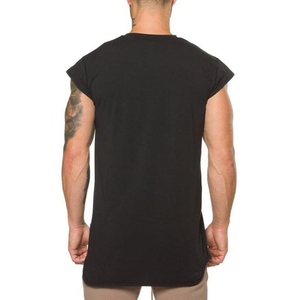 Débardeur de sport sans manches pour hommes, coupe longue, en coton, personnalisable avec logo, pour la gym et le fitness, style streetwear décontracté, vente en gros - Product Image 5