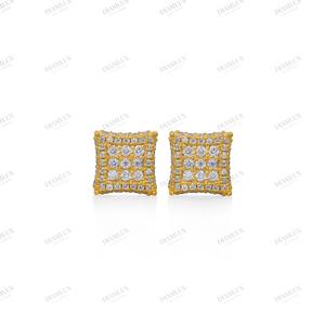 Pendientes de Oro Amarillo con Corte Cuadrado, Clásicos, para Mujer, al Mejor Precio, Plateados - Product Image 2