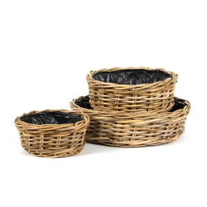 Vintage Style Rattan Planter For Indoor Outdoor Plants Boho Home Decor Woven Basket <b>Pot</b> <b>Holder</b> Can Be Used As Storage Basket - Product Image 1