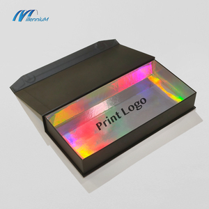 Imballaggio in carta personalizzato lussuoso Set di sollevamento in rilievo a doppia porta scatole con coperchio magnetico con fodera in raso - Product Image 5