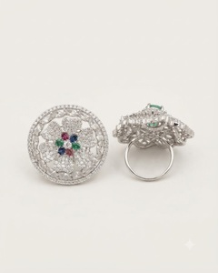 Anillo Ajustable con Racimo de Flores y Diamantes Americanos para Mujer, Ideal para Recepciones y Fiestas Nocturnas, Fabricante de Anillos - Product Image 5