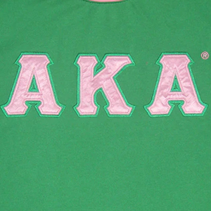 เสื้อยืด AKA Green Ringer แต่งขอบสีชมพู ปักตัวอักษรกรีก เสื้อยืดลำลองสำหรับผู้หญิง สีเขียวและสีชมพู - Product Image 6