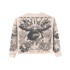 Camiseta de Manga Larga para Hombre, Estilo Urbano, Cuello Redondo, Corte Regular, con Estampado y Logotipo en la Espalda, de Algodón - Product Image 1