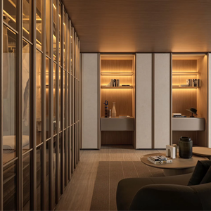 Armoire coulissante modulaire en bois massif sur mesure JY Project, armoire de chambre à coucher moderne de luxe, meubles de rangement pour hôtel - Product Image 5