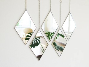 Rhombus Shape Gold Finished Metal Wall Hanging Mirror Perfect For Living Room And Bedroom Stylish Geometric Wall Decor - Product Image 6
