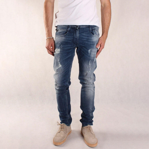 Men’s Custom Ripped <b>Jeans</b> High Street Retro Fashion Casual <b>Soft</b> Comfortable Denim Pants Wholesale - Product Image 5