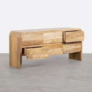 Aparador de Madera de Mango Maciza con Múltiples Cajones de Almacenamiento, Mueble Consola Rústico Moderno para Sala de Estar, Comedor, Muebles para el Hogar - Product Image 3