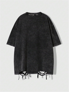 T-shirts en coton tricoté 100 % délavé à l'acide pour hommes, avec logo personnalisé, haute qualité, anti-rétrécissement, coupe ample, unis, vente en gros - Product Image 5