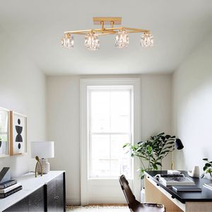 Soffitto in cristallo moderno a 6 luci 6 * G9 lampadine finitura oro per ingresso sala da pranzo ingresso cucina soggiorno sala conferenze - Product Image 3