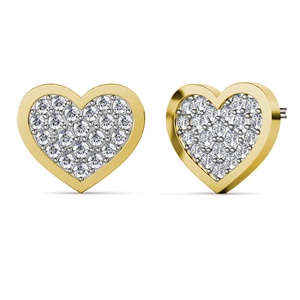 Chunky 2 Become 1 Heart Stud Pendientes Daisini Adornado con cristales Swarovski Multi Color 18K Chapado en oro Pendientes de mujer - Product Image 1