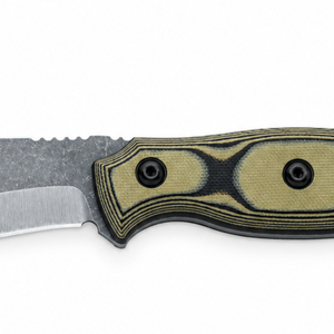 Cuchillos de caza de hoja fija verde oliva y negro con hoja de punta caída gris con acabado stonewashed, empuñadura contorneada y diseño de espiga completa X - Product Image 6