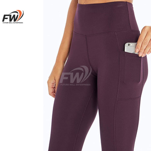 Vêtements de sport en spandex avec logo personnalisé, pantalon de yoga taille haute pour femmes, vêtements de fitness pour la salle de sport, leggings de yoga qui rehausse les fesses - Product Image 2