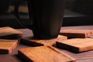 Wholesale ILAHI's Eco-Friendly Brown Square Wooden Coaster Classic Design Tabletop <b>Protective</b> Accessory Customizable Size Home - Product Image 2