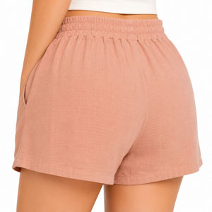 Shorts pour femmes confortables, légers, respirants, élégants, décontractés, de qualité supérieure, modernes, tendance, taille mi-haute, 100% coton, avec cordon de serrage - Product Image 2