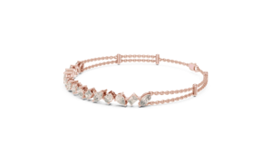 Bracelet en or massif 18 carats avec diamants de laboratoire de formes variées et assemblées, chaîne à maillons pour femme, bijoux fins - Product Image 5