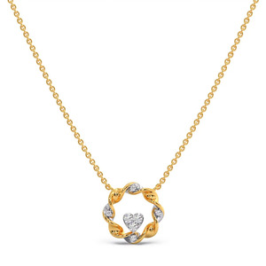 Collar con Colgante de Corazón en Espiral con Diamantes y Marco Dorado Esculpido, con un Diseño Romántico en el Centro - Product Image 1