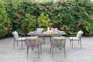 Conjunto de Comedor de Jardín de 6 Plazas con Asientos de Cuerda y Estructura de Aluminio - Product Image 4