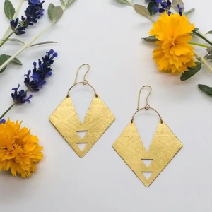 Pendientes de latón con diseño grabado, nuevo diseño, ligeros, joyería para mujer, accesorios hechos a mano - Product Image 2