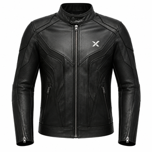 Blouson de moto en cuir inspiré des courses |   Noir Rouge Bleu |   Fabricant OEM ODM |   Qualité de conception haut de gamme |   Vêtements de course - Product Image 1