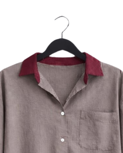 Ensemble deux pièces décontracté pour femme : chemise beige et pantalon large vert clair en lin, tenue d'été, fabricant de vêtements OEM sur mesure - Product Image 6