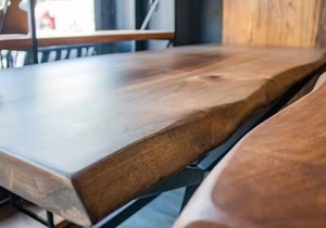 Modern Luxury SolidWood Live Edge Glass Top <b>Round</b> Commercial <b>Dining</b> <b>Table</b> 2 Bench Sets Restaurant Furniture Eco-Friendly - Product Image 3