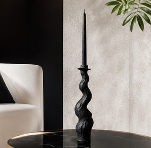 Black Powder <b>Coat</b> Flameless Wavy Aluminum Design Candlestick Holder for Home Wedding & Christmas Decoration - Product Image 5