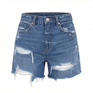 Shorts en jean pour femmes de haute qualité, respirants, avec poches boutonnées, décontractés, pour l'été, couleur personnalisée, tendance streetwear, coupe ajustée - Product Image 1