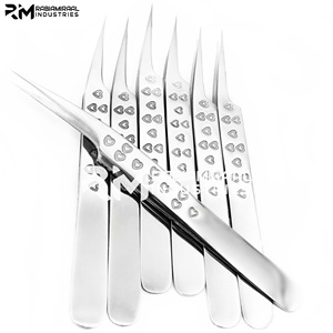 Pince à épiler RMI en acier inoxydable brillant dentelé pour extensions de cils, pointe cœur, antistatique, précision, volume russe - Product Image 3