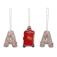 Décorations de Noël personnalisées de 4 pouces en tissu de velours satiné brodé fait main Brazeal Studio, avec motif chameau doré