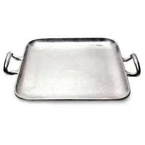 Matt <b>Black</b> Finished Round Home Hotel Food And Drinks <b>Serving</b> use metal <b>Tray</b> With handle - Product Image 2