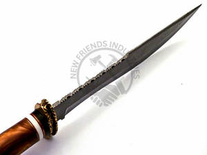 Couteau à lame fixe neuf, fait main en acier Damas, couteau de chasse, couteau de camping, couteau de survie avec manche en corne de cerf et laiton - Product Image 3