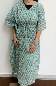 Elegante Vestido Kaftán de Algodón Estampado para Mujer, Perfecto para Uso Casual y Salidas de Verano - Product Image 3