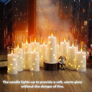Set di 12 Candele LED Senza Fiamma con Timer, Atmosfera Romantica, Decorazione per la Casa, Candele Acriliche Stabili con Effetto Tremolante - Product Image 5