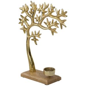 Candélabre de luxe en métal doré, 2 lumières, porte-bougie floral, chandelier vintage en forme de tige d'arbre avec oiseau pour la maison et la table de mariage - Product Image 6