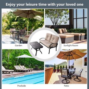 Set da Giardino in 2 Pezzi con Tavolino e Seduta Imbottita Confortevole per Terrazze Esterne - Product Image 5