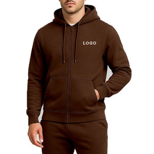 Sweat-shirt à capuche zippé pour homme, 100% coton molletonné French Terry, coupe ample, respirant, avec poche, haute qualité - Product Image 1