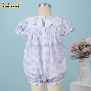 Ropa de Bebé para Niño, 100% Algodón, Certificación OEKO-TEX, Diseño de Calabaza Azul con Apliques, Manga Corta, Cierre con Broches, Verano, ODM OEM - Product Image 6