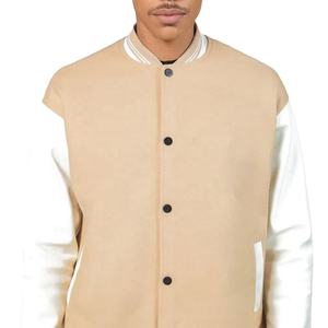 แจ็คเก็ตเบสบอลหนังคอตั้งปักลายโลโก้ด้านหน้าแบบลำลองสำหรับผู้ชาย รุ่นขายดีประจำปี 2025  รับสั่งทำได้ - Product Image 6