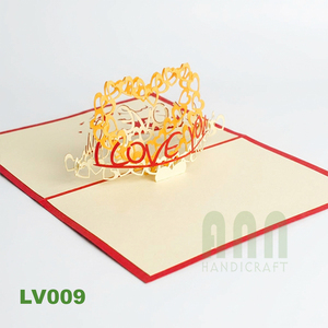 Tarjeta de felicitación emergente de corazón 3D vietnamita con recuerdo de impresión offset para el Día de San Valentín y expresando amor - Product Image 5