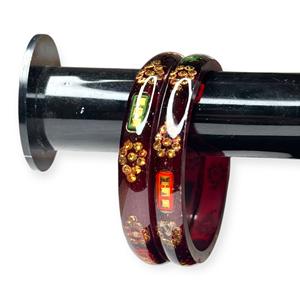 ชุดกำไลอะคริลิคสีแดงไวน์ทรงดอกไม้ประดับมุกเลียนแบบคุณภาพสูงขัดเงา ดีไซน์ทันสมัย ชุบทอง เหมาะสำหรับงานแต่งงาน - Product Image 2