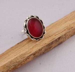 925 Silver Red Gemstone Party <b>Ring</b> Factory Direct Wholesale Natural Oval <b>Jade</b> Scalloped Frame Custom Jewelry Supplier - Product Image 1