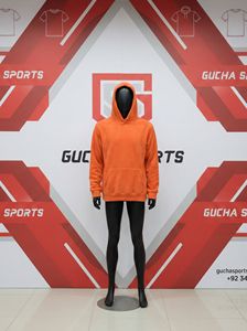 Sweat à capuche en polaire orange pour homme, en tissu peluche doux, avec cordon de serrage réglable, poche kangourou, style streetwear chaud et confortable - Product Image 2