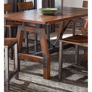 Set da Pranzo Rustico Marrone e Grigio Canna di Fucile 7 Pezzi, Tavolo Alto e 6 Sedie, Design Industriale in Legno per Sala da Pranzo - Product Image 3