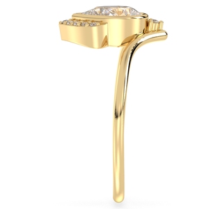 Bague de fiançailles REYES minimaliste en argent sterling 925 plaqué or jaune 14 carats, sertie d'un moissanite taille poire de 0,67 carat, pour elle. - Product Image 5