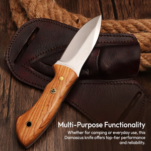 Cuchillo de Hoja Fija Hecho a Mano con Mango de Madera, Acero Inoxidable, Punta de Gota, para Camping y Actividades al Aire Libre, 4 Pulgadas, Diseño Ergonómico - Product Image 6