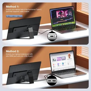 จอภาพพกพา 16 นิ้ว IPS N3 1200p LCD 360 °   อุปกรณ์ต่อขยายหน้าจอแล็ปท็อปแบบหมุนได้พร้อมลำโพงในตัวและพอร์ตมินิ <span class=keywords><strong>HDMI</strong></span> สำหรับพีซีและแมค - Product Image 5